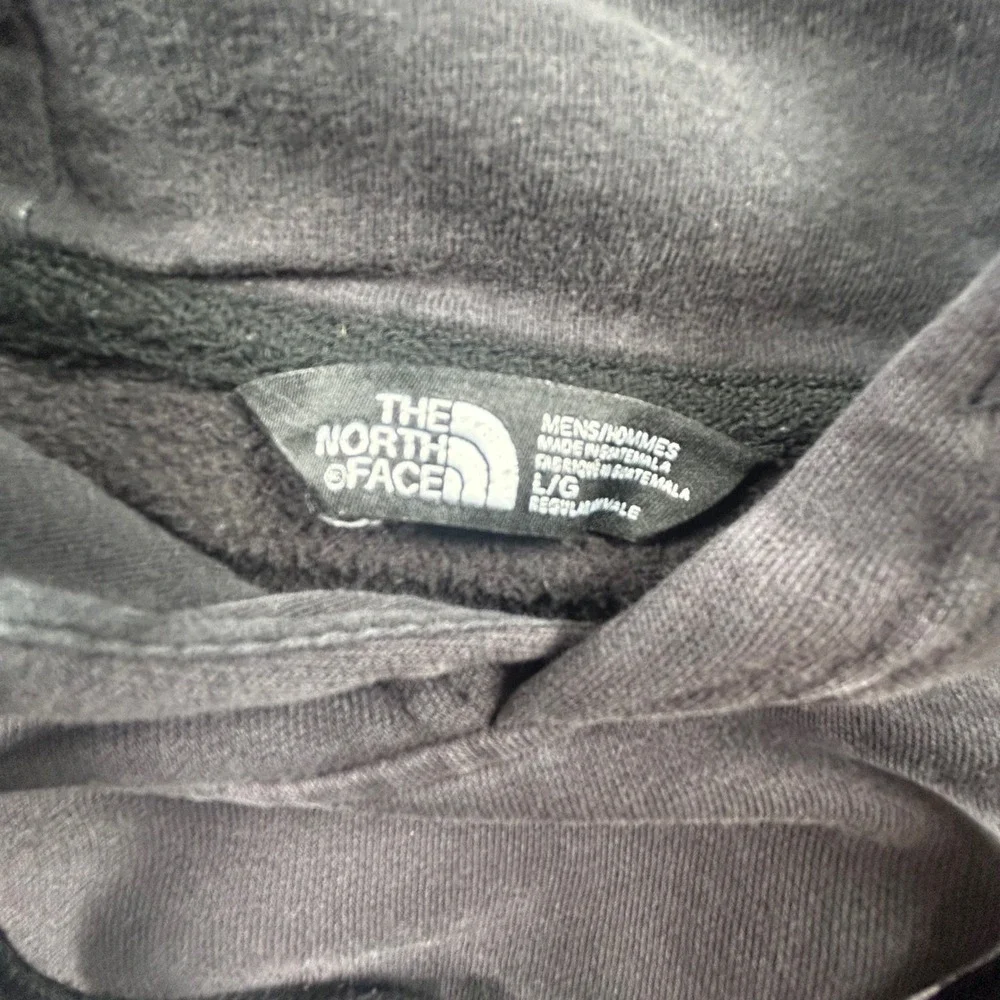 The North Face Mens Hoodie Large Black Tonal Logo Pullover Sweatshirt Fleece L